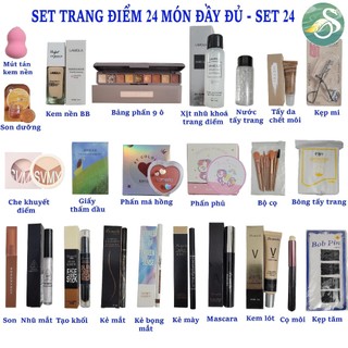 Bộ trang điểm 24 món chất ngất: kem bb+phấn phủ+phấn mắt+mascara+kẻ mày+kẻ mắt+... set trang điểm set24