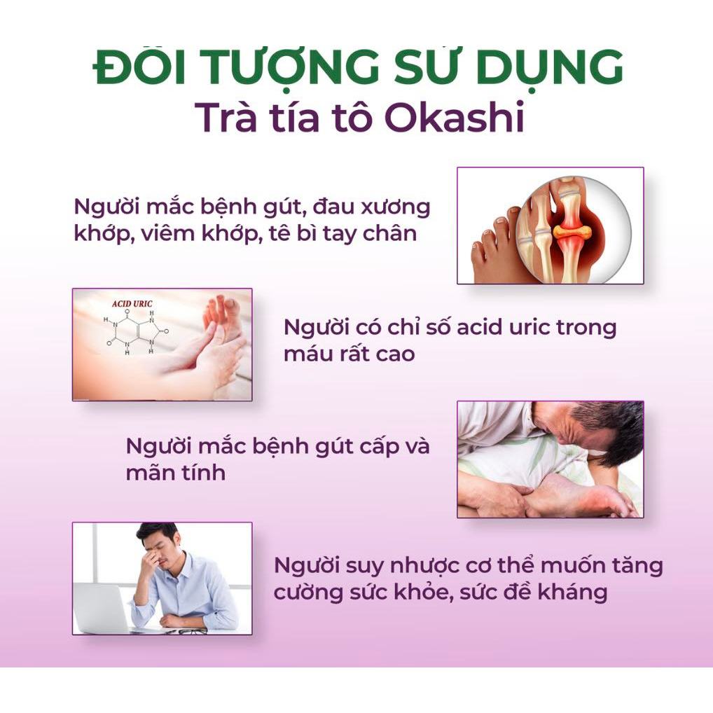 Trà tía tô okashi Nhật Bản thành phần thảo dược cải thiện gút, khớp tê bì tay chân 60 túi lọc