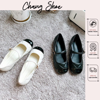 Giày búp bê C.k da lì đế bệt 1cm phối quai ngang phong cách tiểu thư thanh lịch dễ phối đồ fullbox #8675