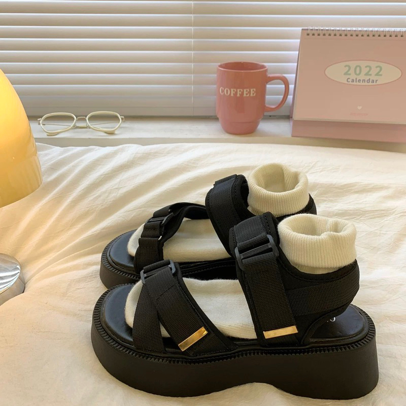 Sandal nữ đi học đế cao quai ngang đan chéo nhau Hàng Quảng Châu loại 1 #A11