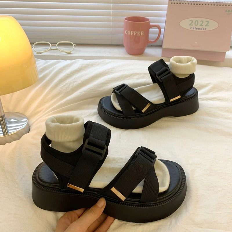 Sandal nữ đi học đế cao quai ngang đan chéo nhau Hàng Quảng Châu loại 1 #A11