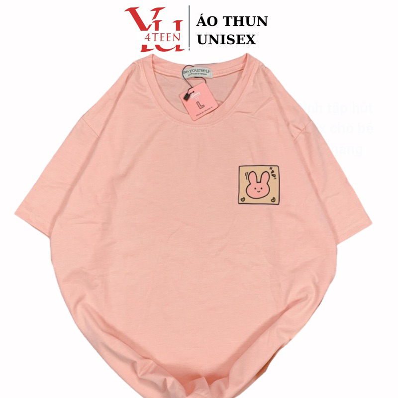 Áo Thun PHÔNG UNISEX IN THỎ GÓC - Hình chụp thật (Đủ size M-L-XL)