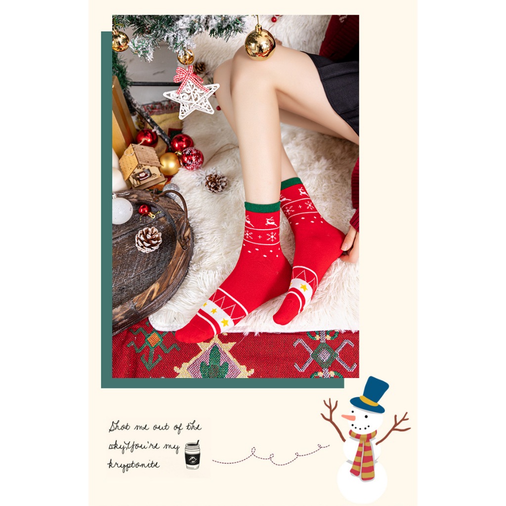 Set 4 Đôi Tất Quà Tặng Noel Kèm Hộp Và Túi Giấy Dễ Thương  - Quà tặng giáng sinh