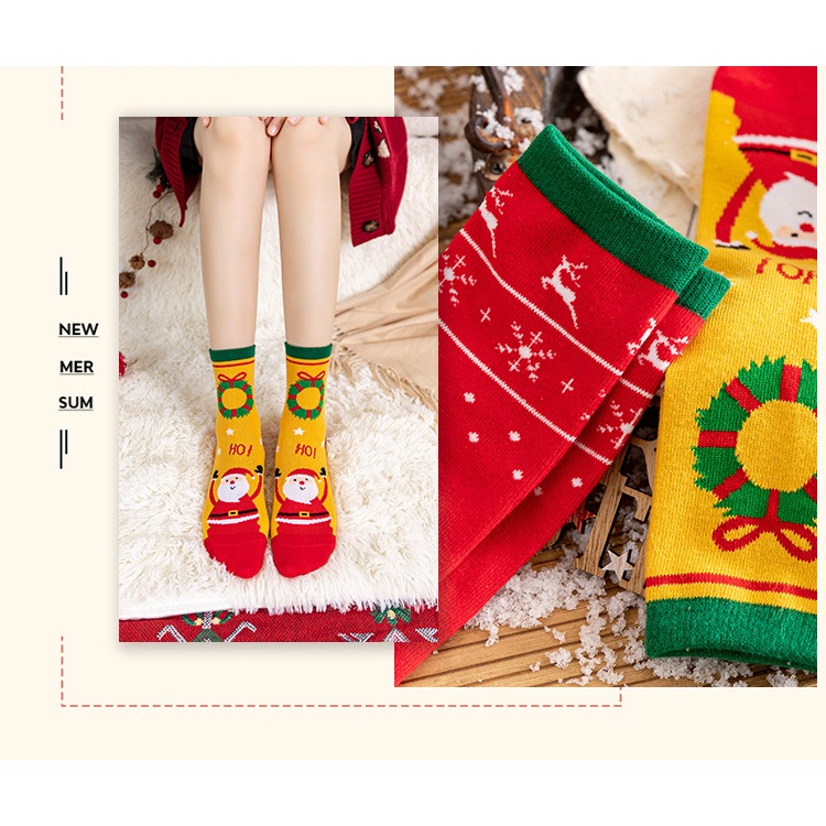 Set 4 Đôi Tất Quà Tặng Noel Kèm Hộp Và Túi Giấy Dễ Thương  - Quà tặng giáng sinh