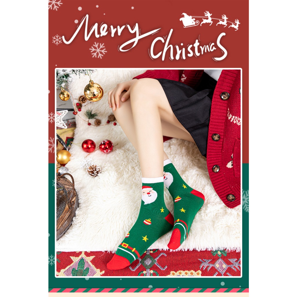 Set 4 Đôi Tất Quà Tặng Noel Kèm Hộp Và Túi Giấy Dễ Thương  - Quà tặng giáng sinh