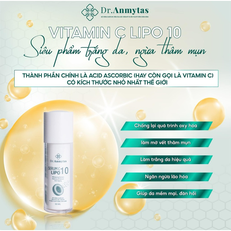 Serum Vitamin C 10nm sáng da, chống lão hóa, làm đều màu da, giảm thâm mụn Dr.Anmytas