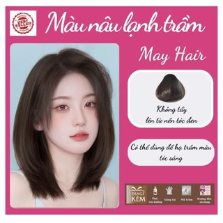 Thuốc nhuộm tóc NÂU LẠNH TRẦM không tẩy phong cách Blackpink Hàn Quốc hottrend tặng mũ trùm găng tay May Hair