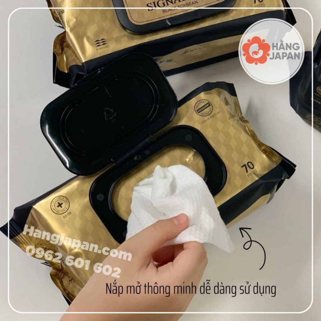 Khăn ướt Nature Love Mere cao cấp, an toàn kháng khuẩn chiết xuất từ đậu đen cho bé có nắp màu vàng