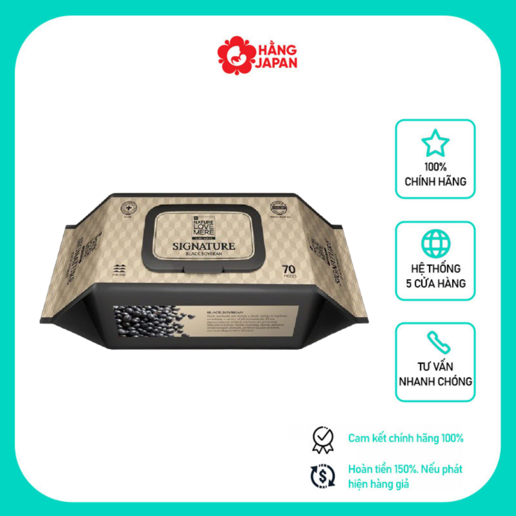 Khăn ướt Nature Love Mere cao cấp, an toàn kháng khuẩn chiết xuất từ đậu đen cho bé có nắp màu vàng