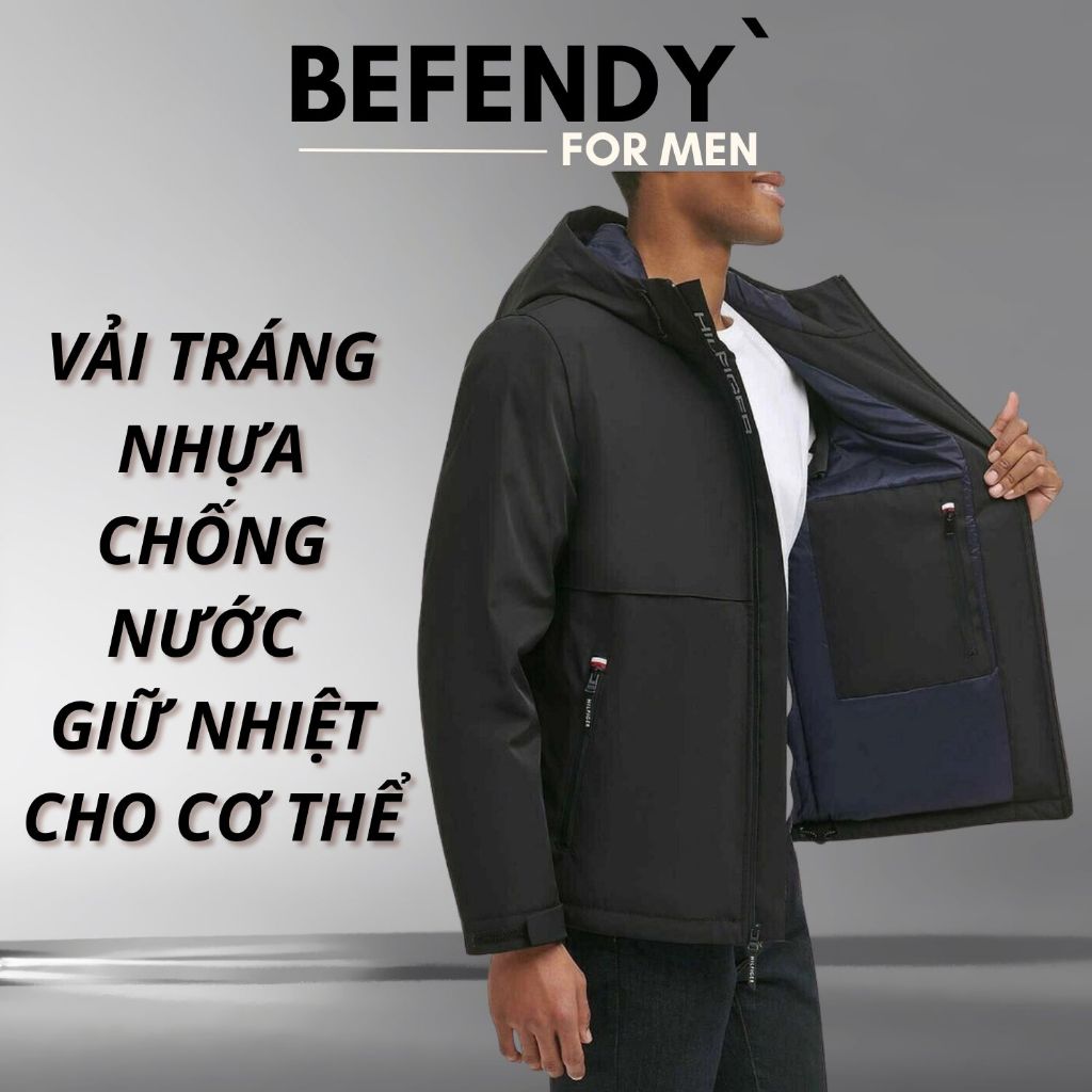 Áo khoác nam chống nước Tommy Helfiger, áo đại hàn chất liệu bông ép, hàng chính hãng có Big size - Befendy