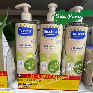 Sữa tắm Mustela hữu cơ gel lavant, sữa tắm gội hữu cơ 2in1 dùng cho bé từ sơ sinh_Sữa Paris Aderma