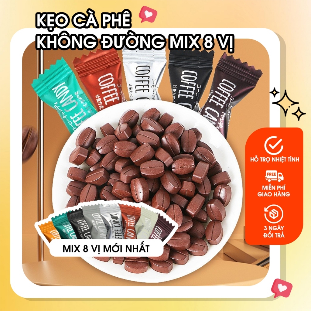 [Mix Vị] Kẹo Cà Phê Không Đường / Kẹo Coffee Candy / Kẹo Ăn Kiêng / Kẹo Cafe