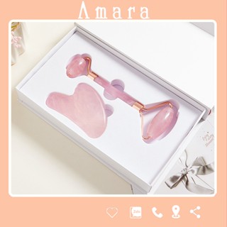 Bộ Đá Guasha Massage Mặt Giảm Nếp Nhăn + Cây Lăn Massage Nâng Cơ Bằng Đá Tự Nhiên