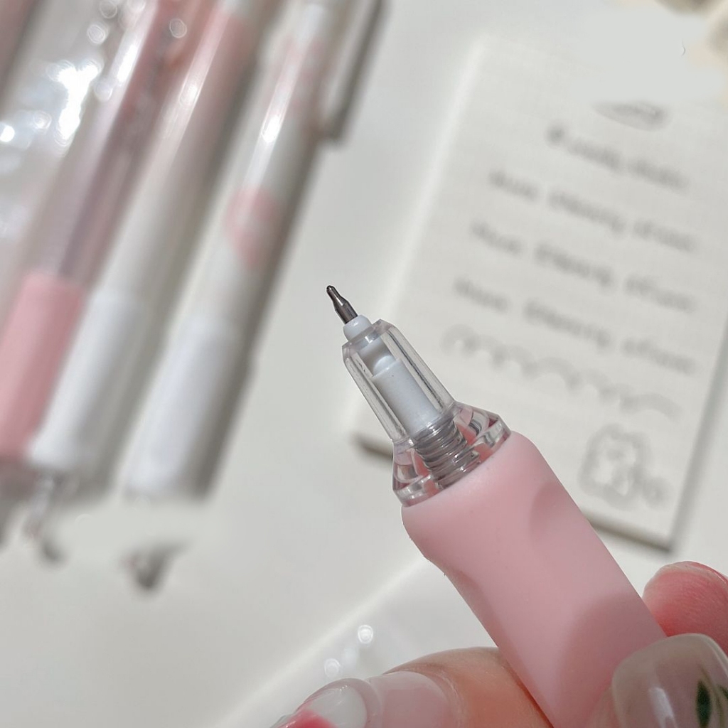 Bút gel bấm Mura Pkbeoshop Sweet Love Eternity viết bi mực đen ngòi 0.5mm màu hồng dễ thương B50