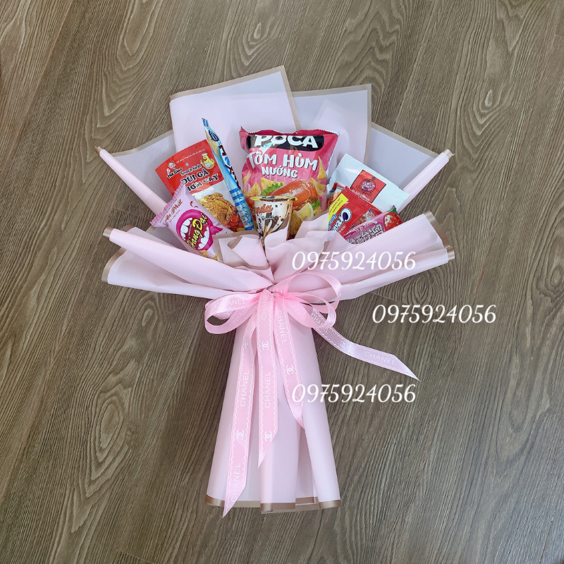Bó Hoa Bánh Kẹo Nhỏ Xinh Ngon Enzi Tặng Quà, Sinh Nhật, Trung Thu Gói Giấy Hàn Nhiều Màu Giá Sỉ