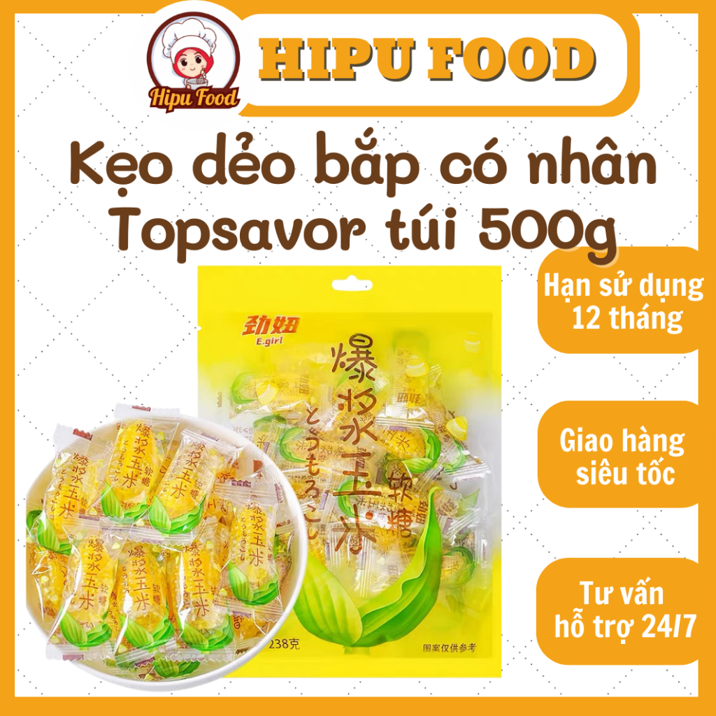 Kẹo dẻo bắp/ngô trong suốt nhân chảy túi 500g vị ngọt ơi