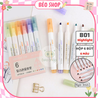 Bút dạ quang highlight pastel dùng ghi chú đánh dấu nhiều màu B01