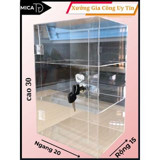 Tủ mica trưng bày nước hoa có khóa sắt ( 20x15x30)-2mm