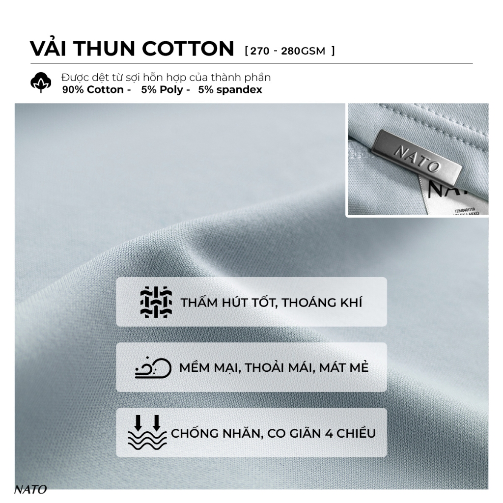 Áo Phông Rộng Tay Lỡ TEE 280GSM Cotton Oversize Áo Thun Trơn Nam Nữ Unisex Freesize Cổ Tròn Cao Cấp Local Brand NATO