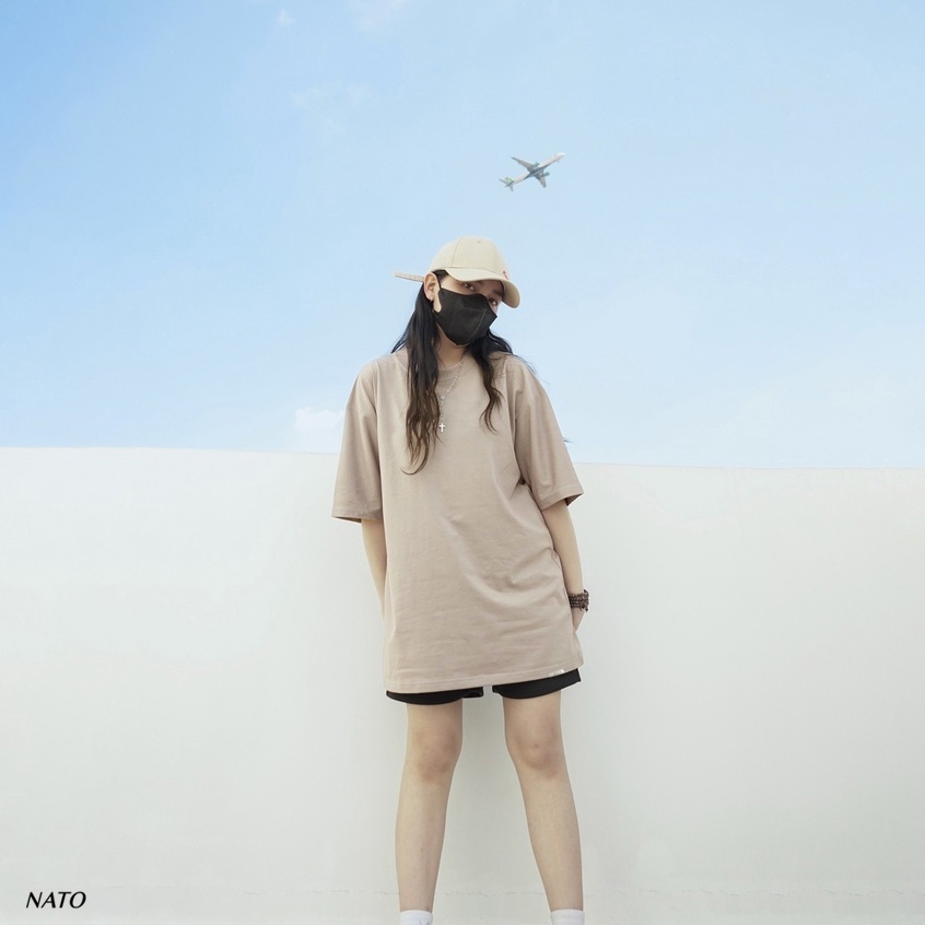 Áo Phông Rộng Tay Lỡ TEE 280GSM Cotton Oversize Áo Thun Trơn Nam Nữ Unisex Freesize Cổ Tròn Cao Cấp Local Brand NATO