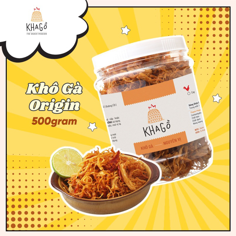 KHÔ GÀ NGUYÊN VỊ 500gr | Không lá chanh, không bơ tỏi |  KHA GỒ | Quà Tết 2024, Ăn Vặt Văn Phòng, Du Lịch, Tết, Đặc sản