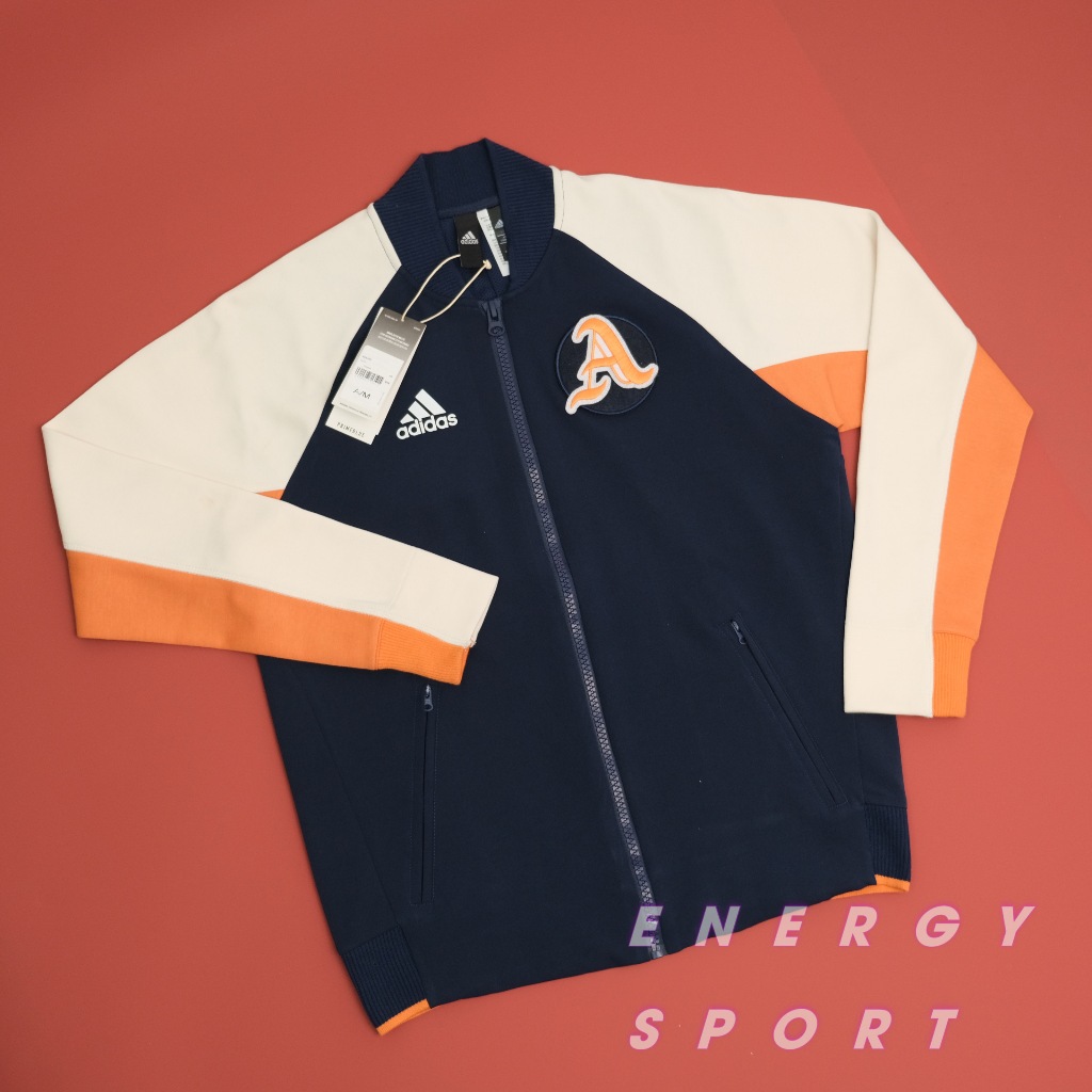 Áo Khoác Bomber Thể Thao Unisex Adidas VRCT Jacket Kem/Navy - DX8408