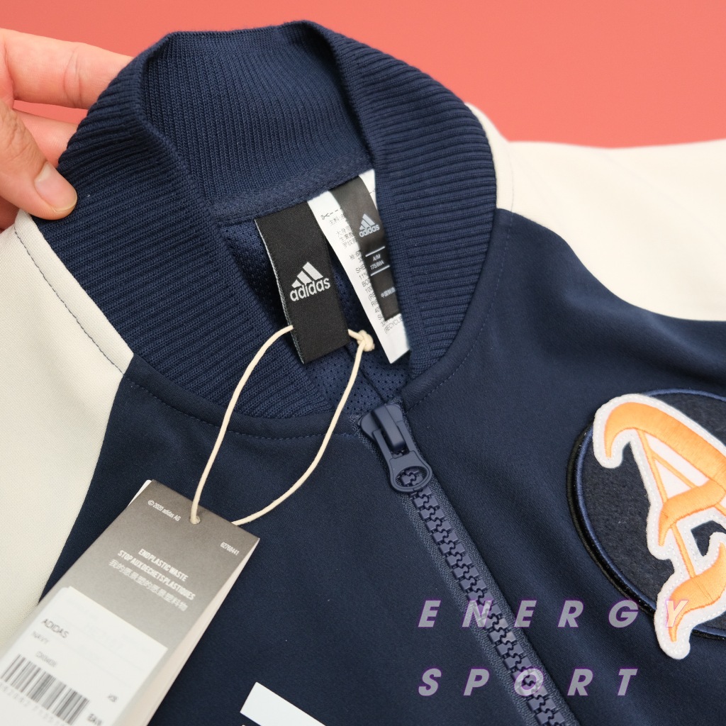 Áo Khoác Bomber Thể Thao Unisex Adidas VRCT Jacket Kem/Navy - DX8408