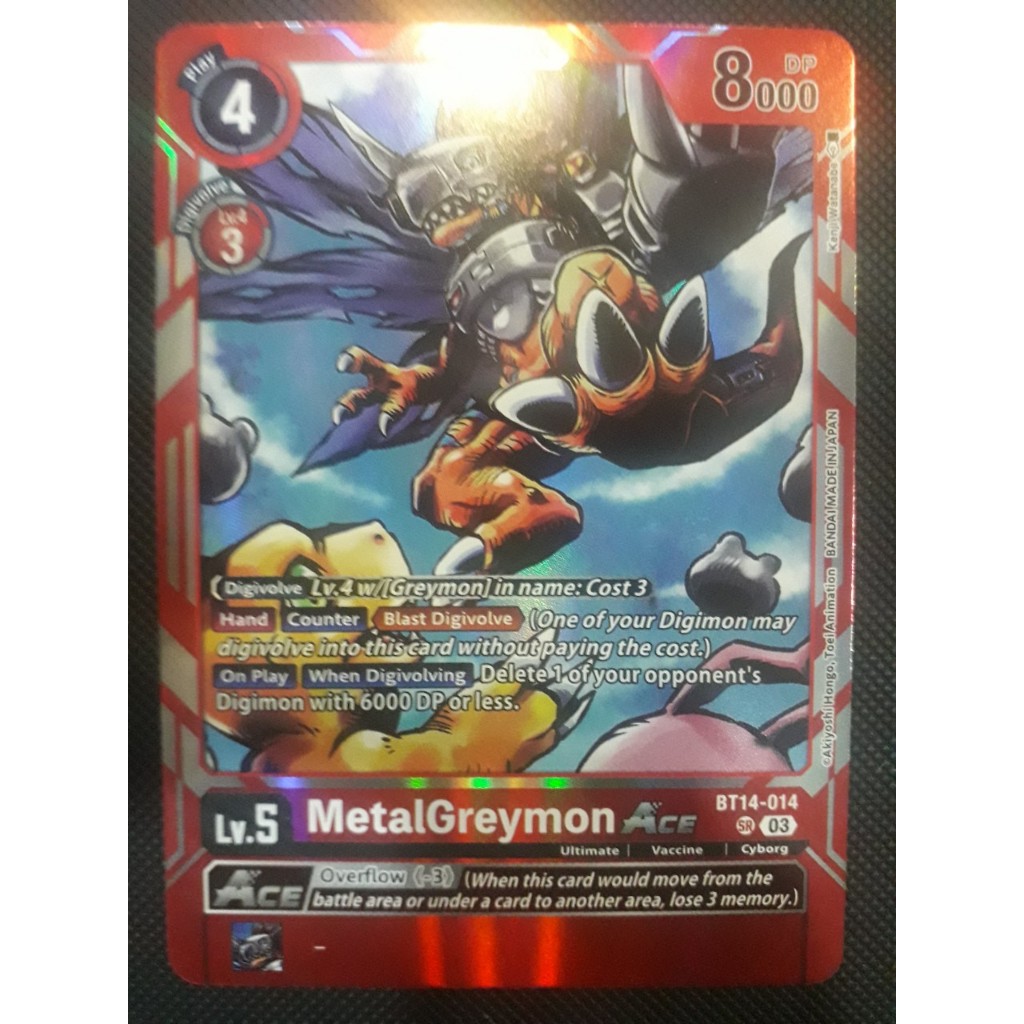 Thẻ bài Digimon BT14-014 - MetalGreymon Ace - Digimon - Super Rare