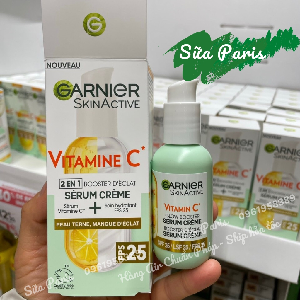 Serum Garnier Vitamin C Glow Booster SPF 25 dạng 2in1_Sữa Paris Aderma