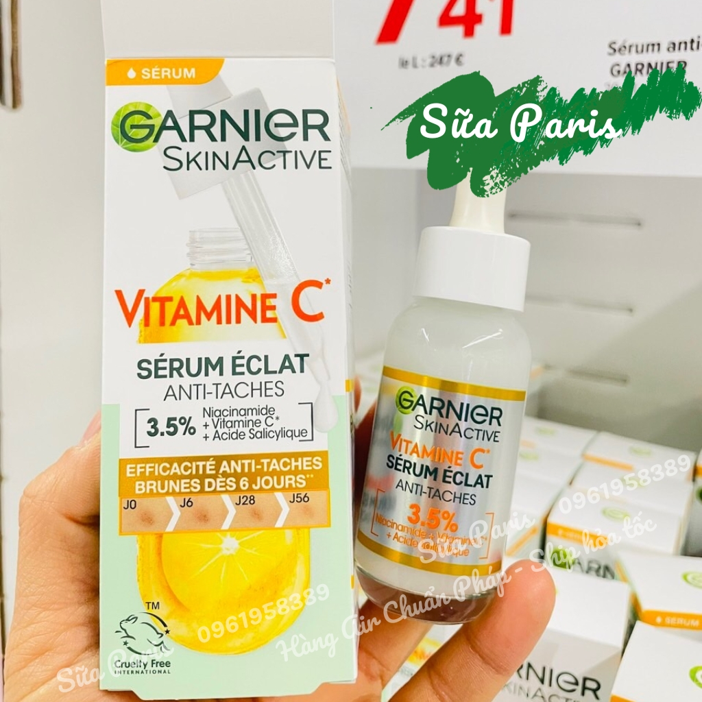 Serum Vitamine c Garnier SkinActive Anti-Taches 3.5% giúp làm sáng da, làm mờ vết thâm và nám_Sữa Paris Aderma