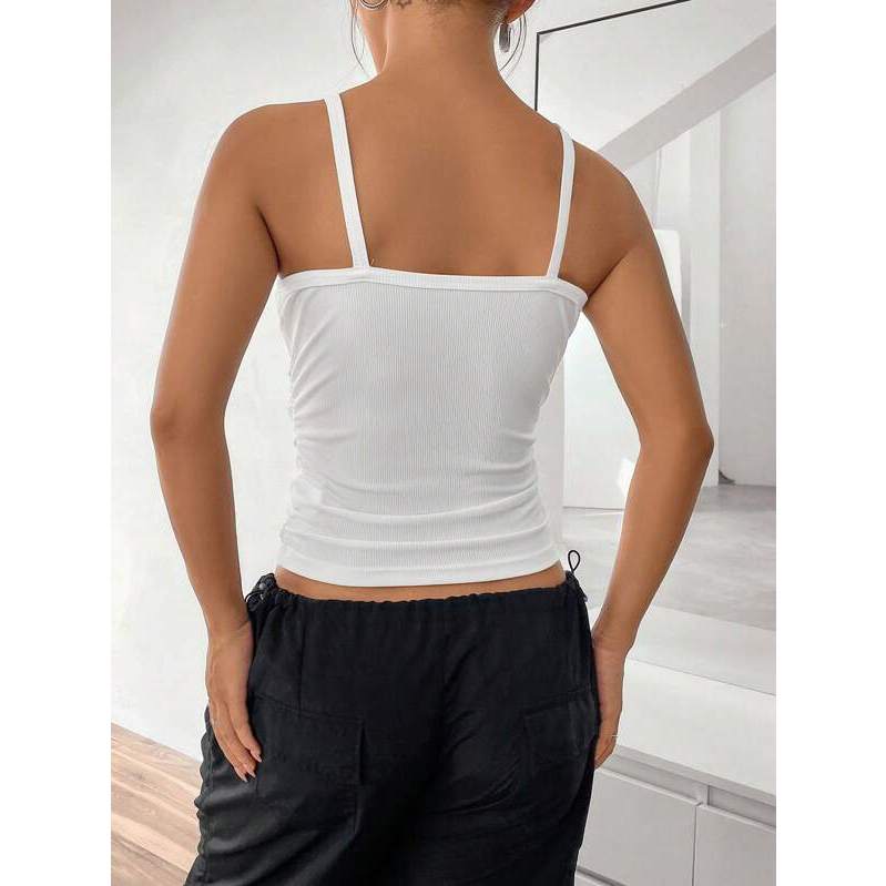 Áo Nữ Hai Dây Nhiễn, Dáng Dài - JUNE.SG Áo form dài basic Áo croptop form dài D067