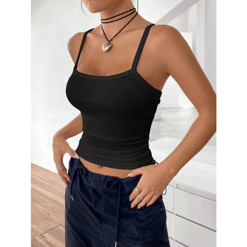 Áo Nữ Hai Dây Nhiễn, Dáng Dài - JUNE.SG Áo form dài basic Áo croptop form dài D067