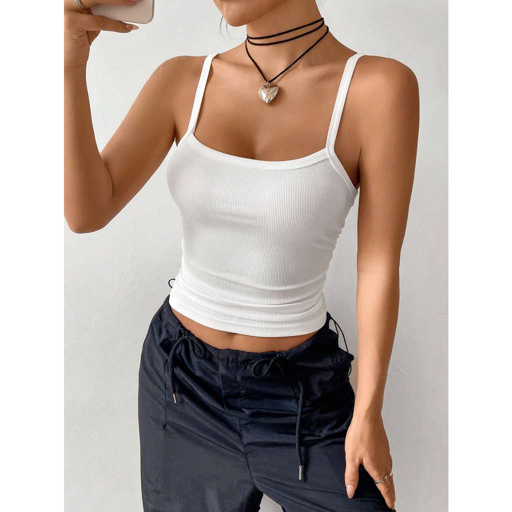 Áo Nữ Hai Dây Nhiễn, Dáng Dài - JUNE.SG Áo form dài basic Áo croptop form dài D067