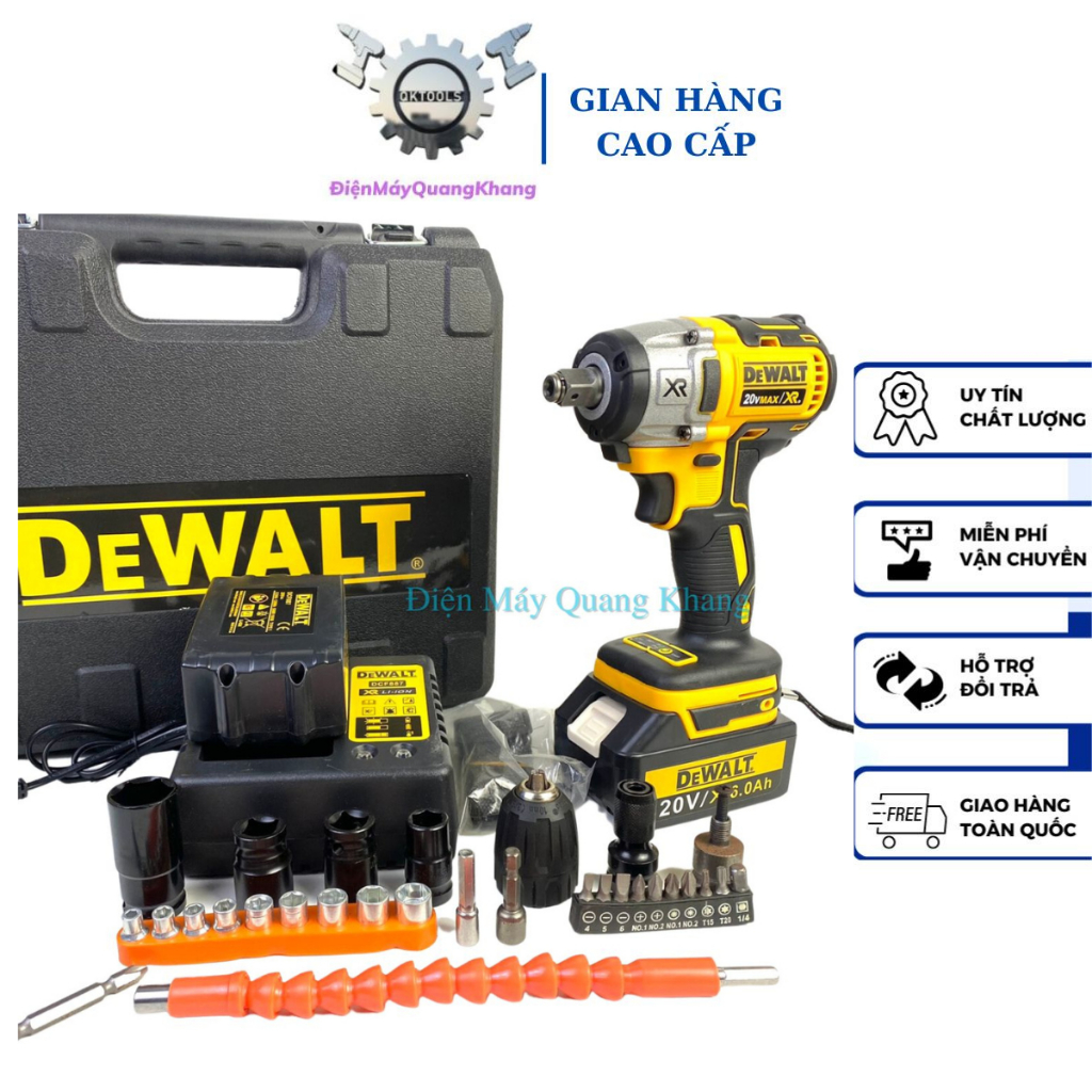 Máy siết bulong Dewalt 20v DCF887 động cơ không chổi than, súng bắn bulong đầu 2 trong 1