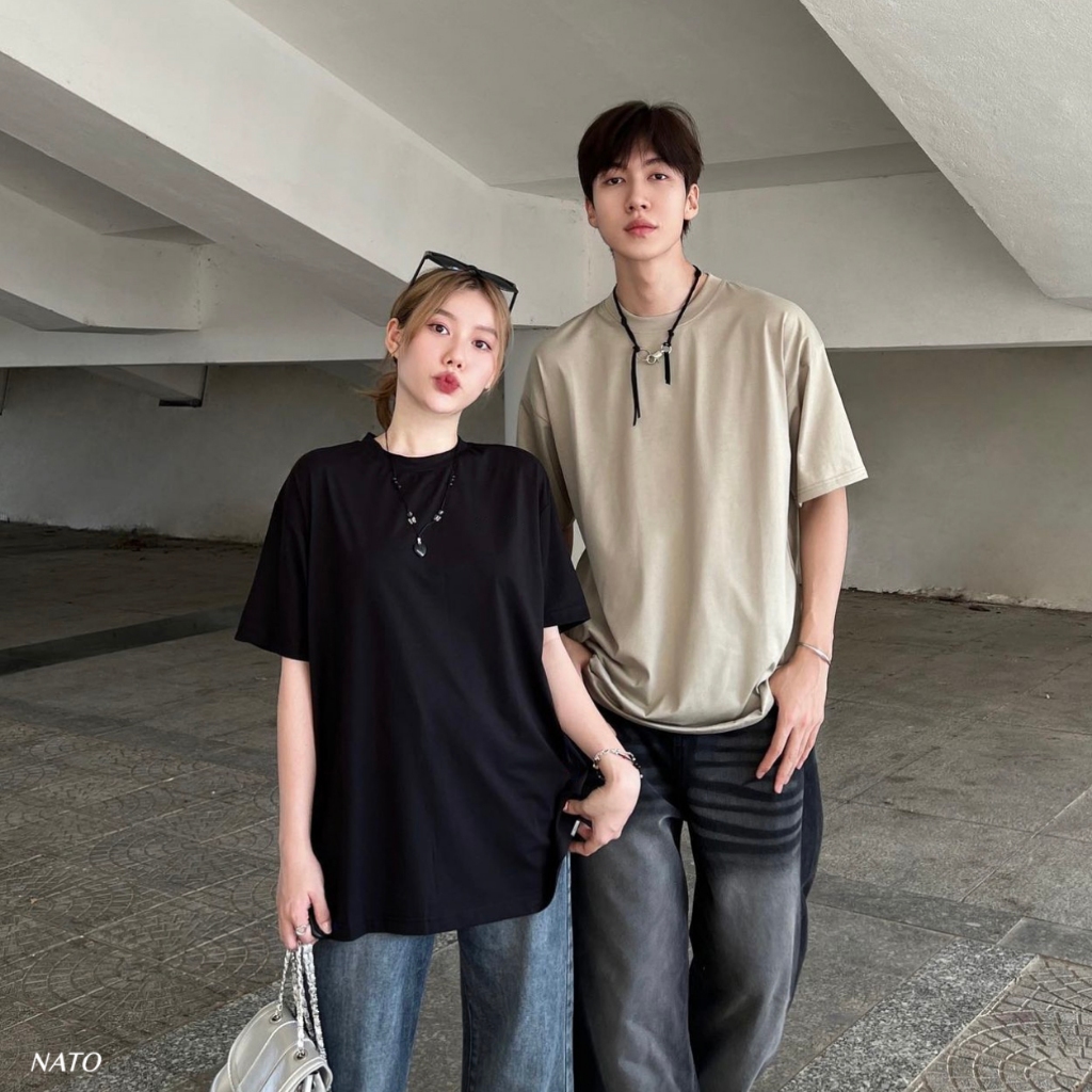 Áo Phông Rộng Tay Lỡ TEE 280GSM Cotton Oversize Áo Thun Trơn Nam Nữ Unisex Freesize Cổ Tròn Cao Cấp Local Brand NATO