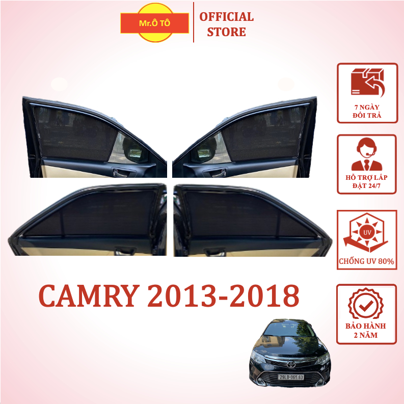 Rèm Che Nắng Xe Toyota Camry 2013-2018 chống UV Hàng Loại 1 MR.ÔTÔ -Bảo Hành 2 Năm