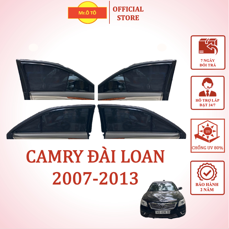 Rèm Che Nắng Xe Toyota Camry 2007-2013 chống UV Hàng Loại 1 MR.ÔTÔ -Bảo Hành 2 Năm