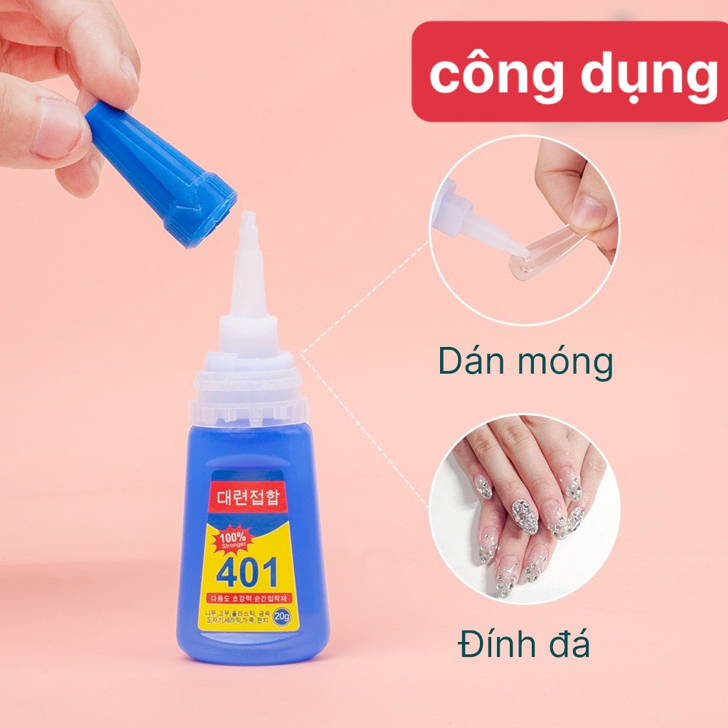 Keo 401 chính hãng , keo gắn móng , phụ kiện nail siêu chắc 20g