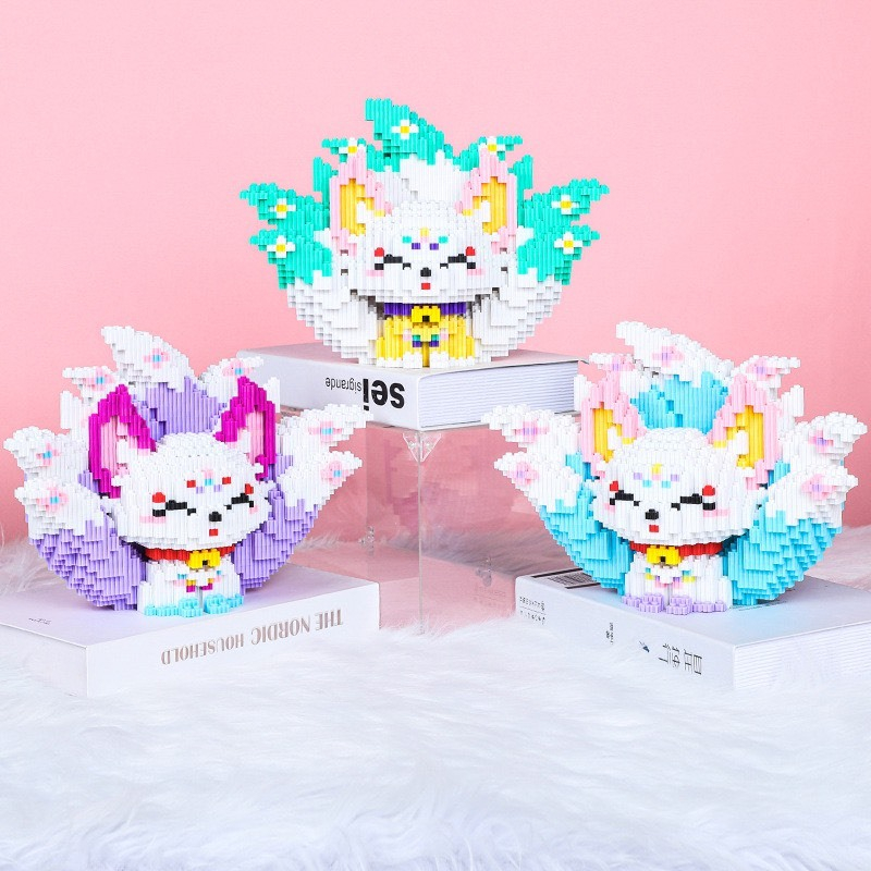 Đồ chơi xếp hình hô ly cáo 9 đuôi cỡ nhỡ 21cm đa màu sắc hãng XINZ