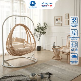 Xích Đu Phượng Hoàng Bọ Cạp Khung Sắt Sơn Tĩnh Điện Cuốn Mây Nhựa 3D Cao Cấp decor ban công sân vườn HCM / FutureChoice