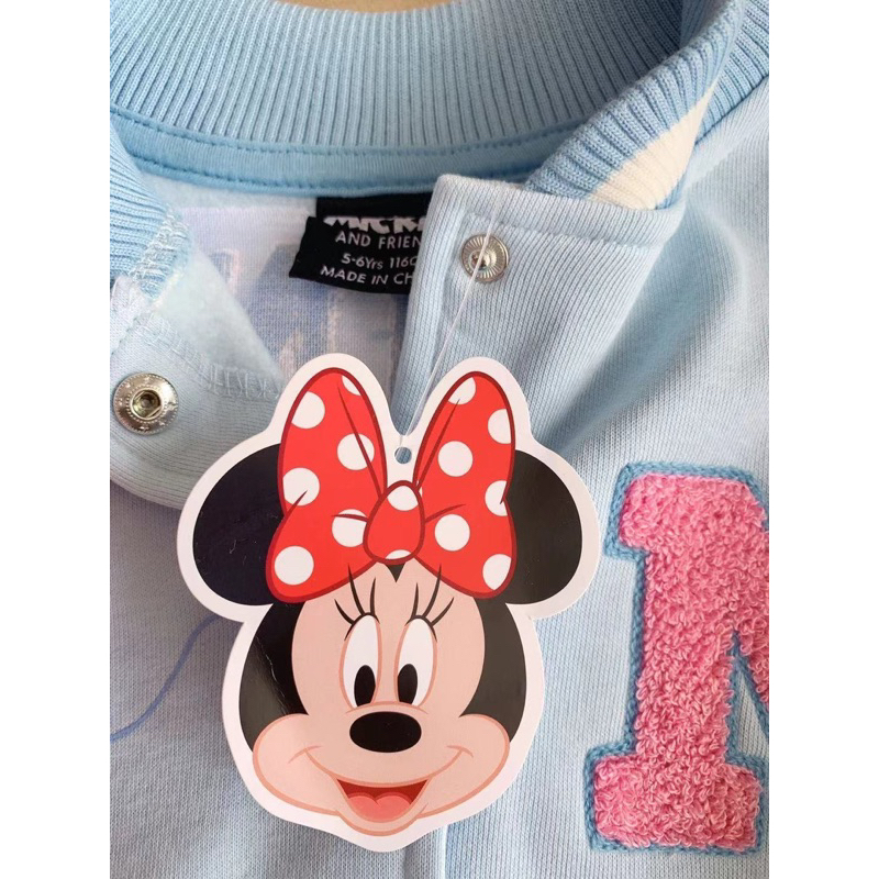 Áo khoác nỉ bomber cúc bấm bé gái Disney du xịn