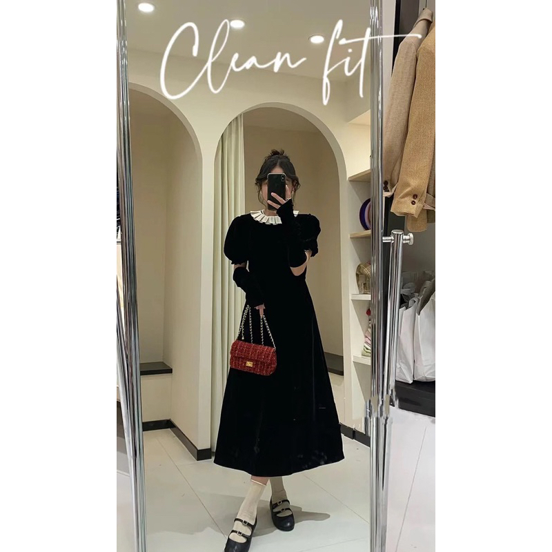 Váy nhung rời tayy xinh qué đii