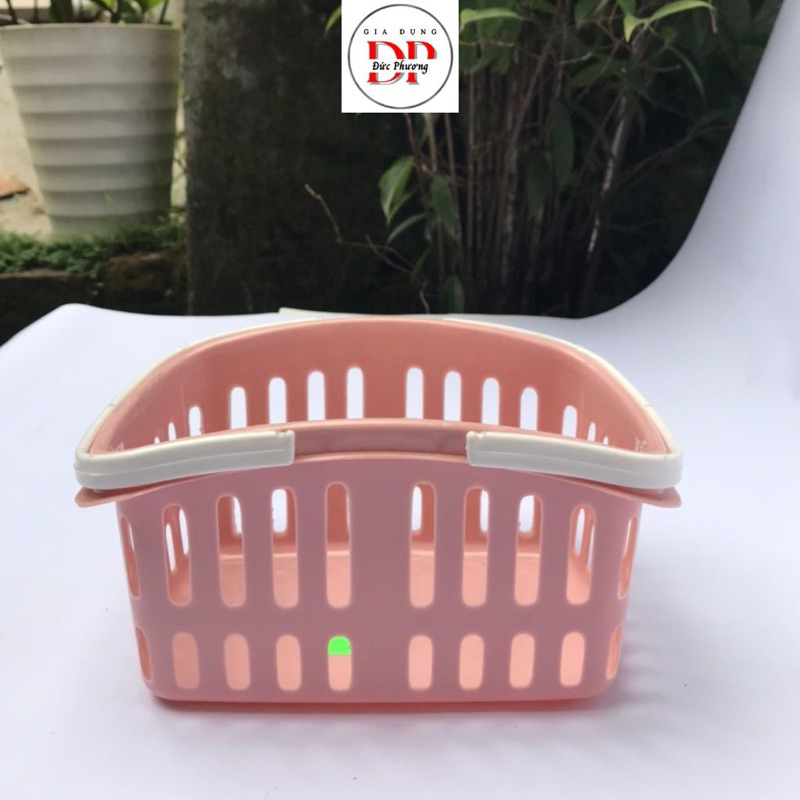 Giỏ đựng đồ có quai xách đa năng tiện lợi nhựa Việt Nhật, rổ 2 quai sọc 3214