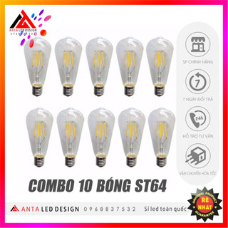 Combo 10 bóng led edison ST64 vintage trang trí trong nhà ngoài trời