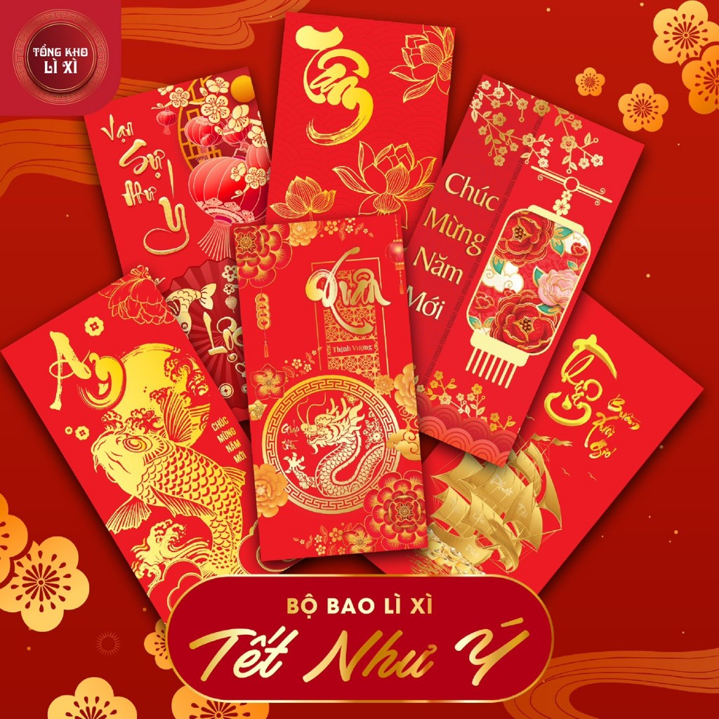 10 cái Bao Lì xì tết 2024 truyền thống bộ tết như ý tết giáp thìn