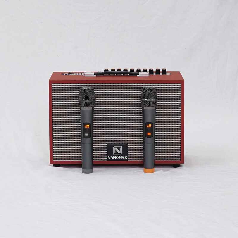 Loa Karaoke Xách Tay Nanomax K-01 (Loa 2 đường tiếng, Bass 20cm, 120W, 2 Micro karaoke chống hú rít, hát nhẹ, tiếng sáng