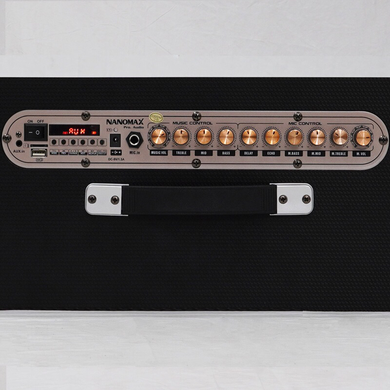 Loa Karaoke Xách Tay Nanomax K-01 (Loa 2 đường tiếng, Bass 20cm, 120W, 2 Micro karaoke chống hú rít, hát nhẹ, tiếng sáng