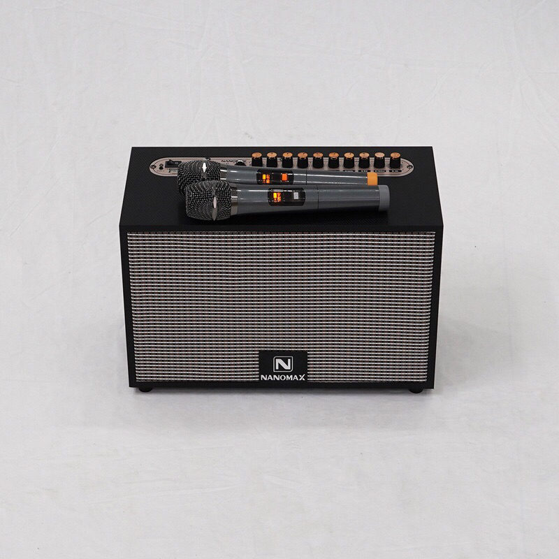 Loa Karaoke Xách Tay Nanomax K-01 (Loa 2 đường tiếng, Bass 20cm, 120W, 2 Micro karaoke chống hú rít, hát nhẹ, tiếng sáng