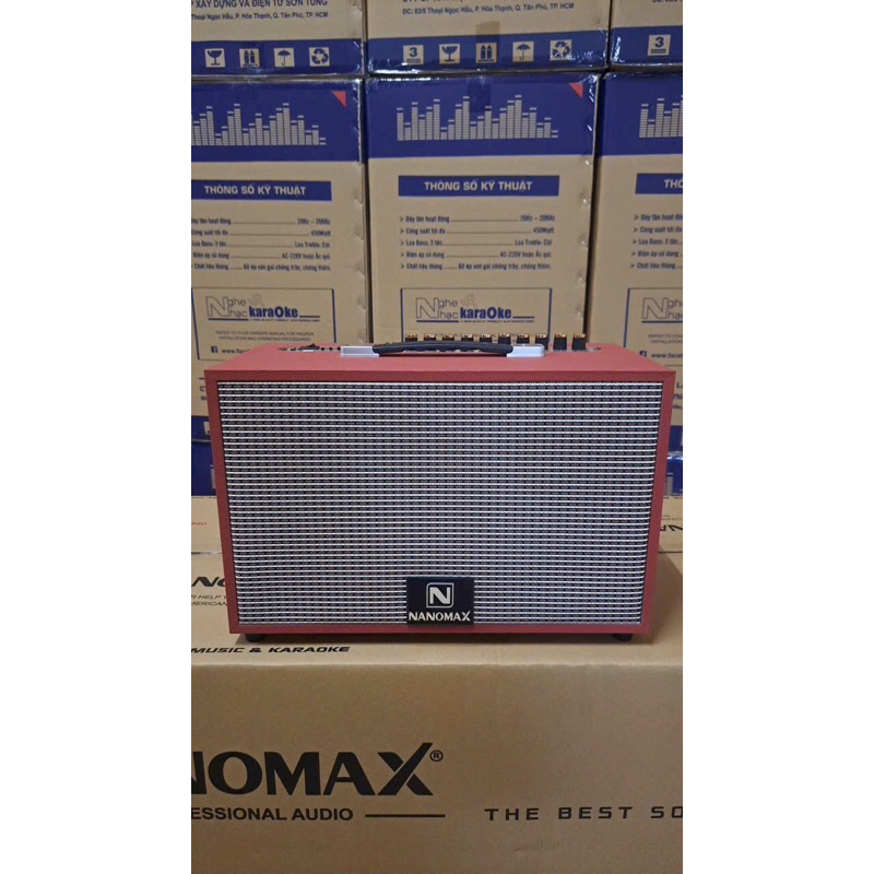 Loa Karaoke Xách Tay Nanomax K-01 (Loa 2 đường tiếng, Bass 20cm, 120W, 2 Micro karaoke chống hú rít, hát nhẹ, tiếng sáng