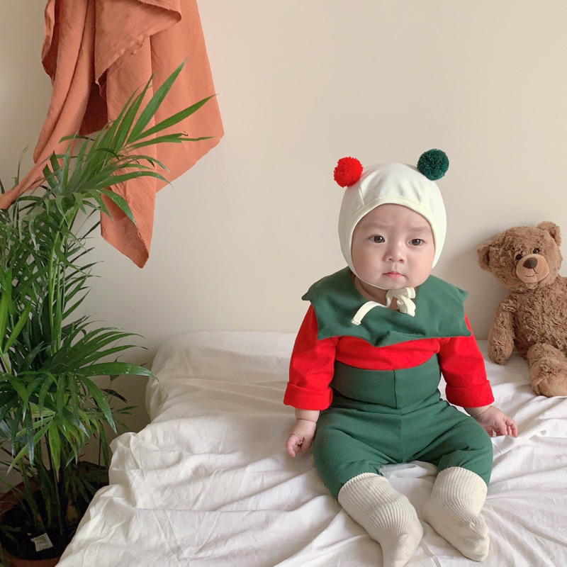 (kèm ảnh thật) Set đồ noel gồm bodysuit quần mũ cho bé